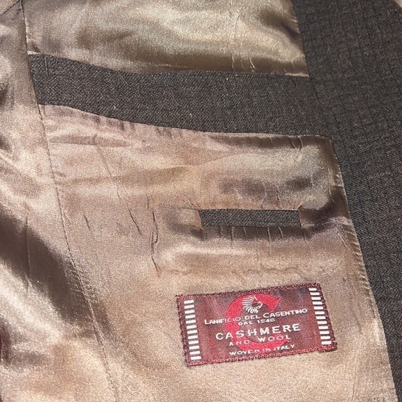 Men’s Baracuta Soft Italian Cashmere and Wool blend long coat green/brown Sz M - Picture 9 of 13